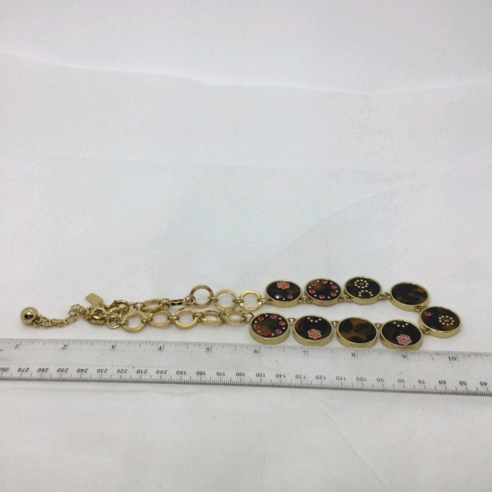 Kate Spade New York Tortoise Shell & Rhinestone Disc Necklace NWOT - Picture 4 of 5